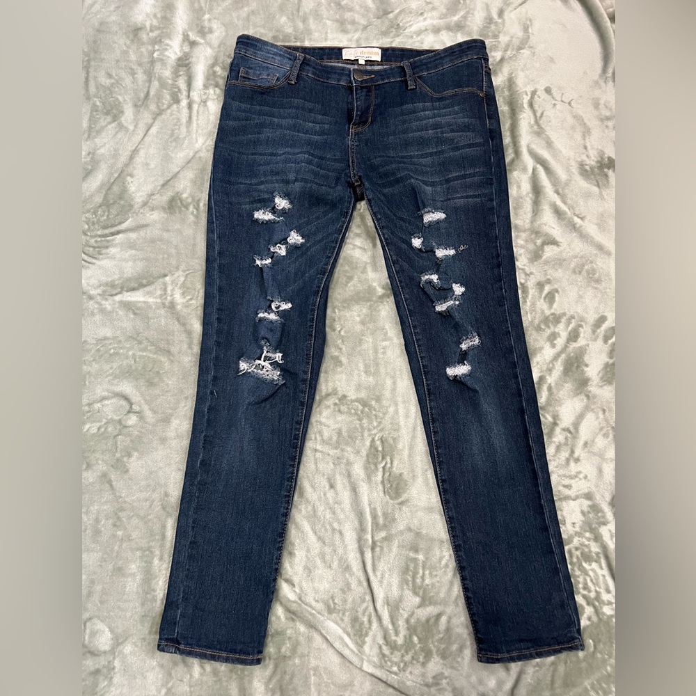 Straight Leg Ripped/Distressed Premium Jeans